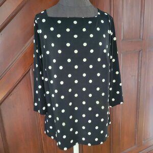 Lane Bryant Black & White Polka Dot Top With Keyhole Back Detail 14